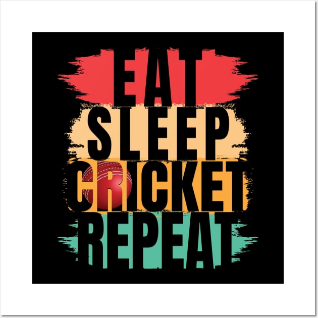 Eat sleep cricket repeat Wall Art by TeeText